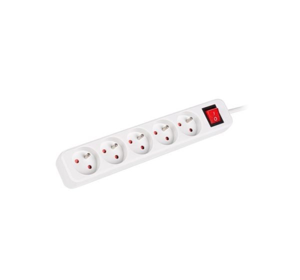 Lanberg Cable Power Strip, 5X French Outlets with Switch, Quality-Grade Copper, 3 m | PS1-05E-0300-W