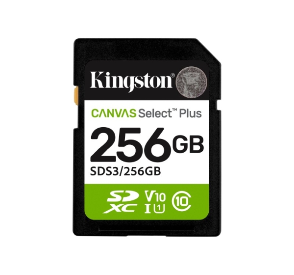 Kingston Canvas Select Plus | 256 GB | SD | Flash memory class Class 10, UHS-I, U1/U3, Video Class 10/30