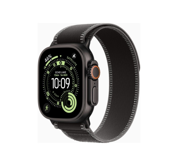 Apple Watch Ultra 3 GPS + Cellular 49mm Black Titanium Case with Black/Charcoal Trail Loop - S/M | Apple