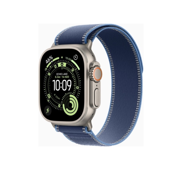Apple Watch Ultra 3 GPS + Cellular 49mm Natural Titanium Case with Blue/Bright Blue Trail Loop - S/M | Apple