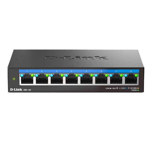 D-Link | DMS-108/E | 8-Port 2.5G Multi-Gigabit Desktop Switch | Desktop | Unmanaged