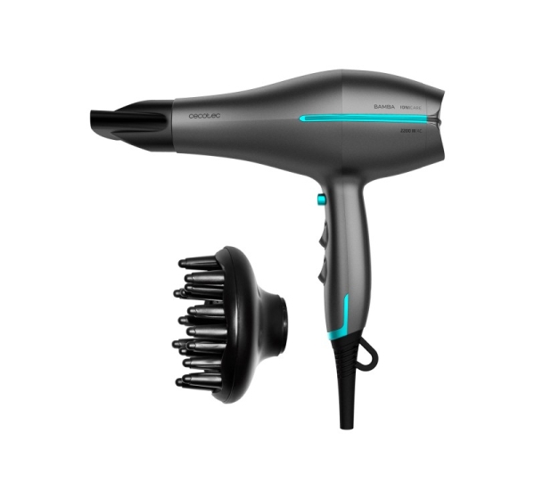 Cecotec Hair dryer | IoniCare 5300 Maxi Aura Black | 2200 W | Number of temperature settings 3 | Ionic function | Black/Grey | Diffuser nozzle
