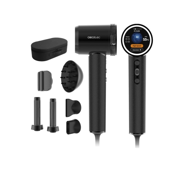 Cecotec Hair Dryer | DryGlam Waves i-Sensor Pro | 1600 W | Number of temperature settings 4 | Ionic function | Black | Diffuser nozzle