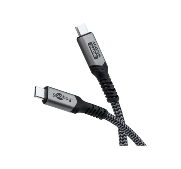Goobay | USB-C Cable with Textile Sheath, USB4, 240 W, 40 Gbit/s, Power Delivery, 1.5 m