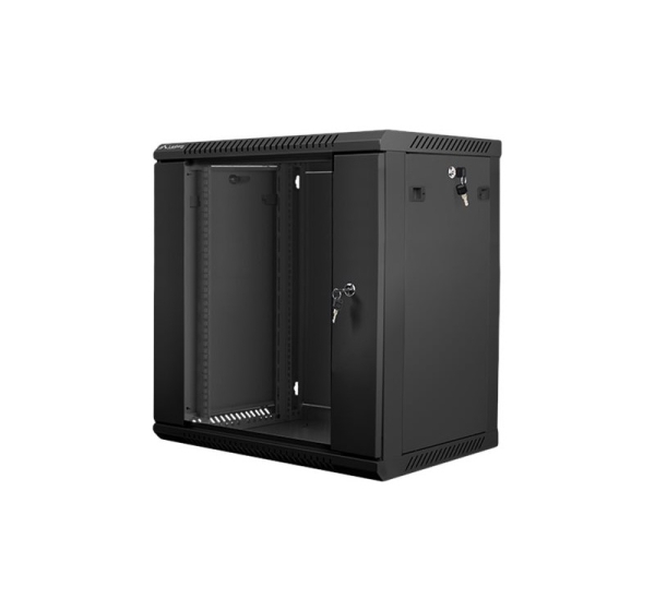 Lanberg | Rack cabinet 19" wall-mount 12U/600x450 (flat pack) with glass door | WF01-6412-10B | Black