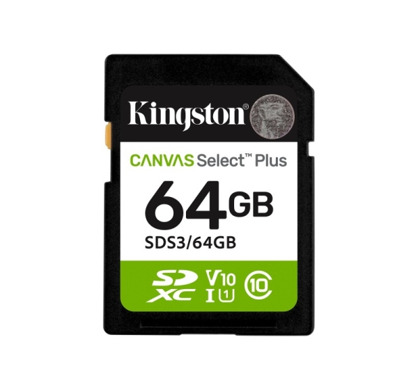 Kingston Canvas Select Plus | 64 GB | SD | Flash memory class Class 10, UHS-I, U1/U3, Video Class 10/30
