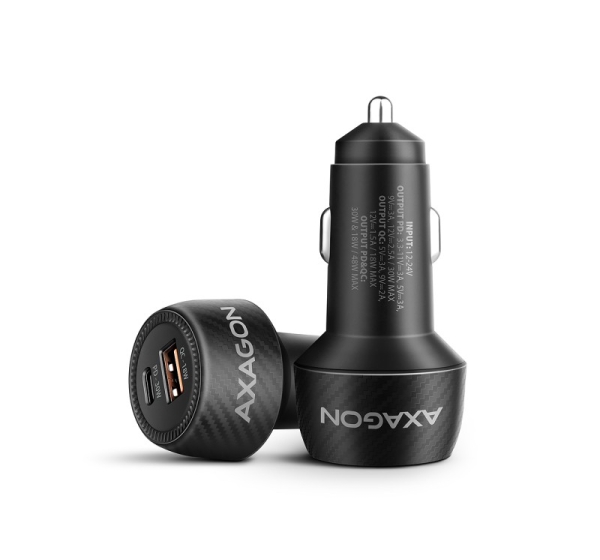 AXAGON Car charger 48W, USB-A + USB-C, PD3.0/PPS/QC4+/SFC | PWC-PQ48