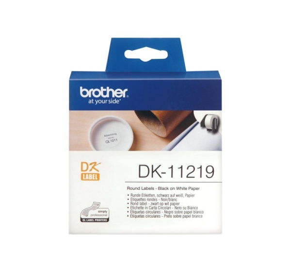 Brother Round paper labels DK-11219 | Black on White | 12 mm