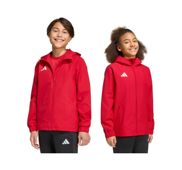 Kurtka dla dzieci adidas Entrada 26 All Weather czerwona JZ9105 128cm