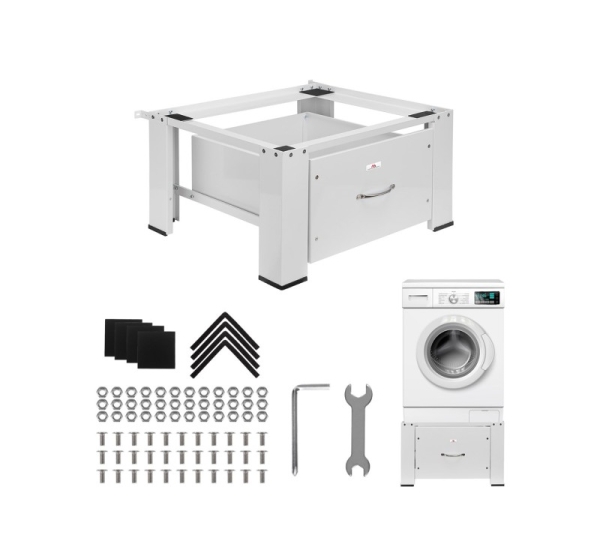 Maclean washer / dryer base with drawer, max load 150kg, white, MC-117 W