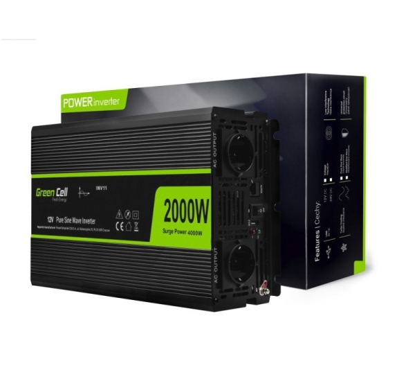 Green Cell INV11 power adapter/inverter Auto 2000 W Black