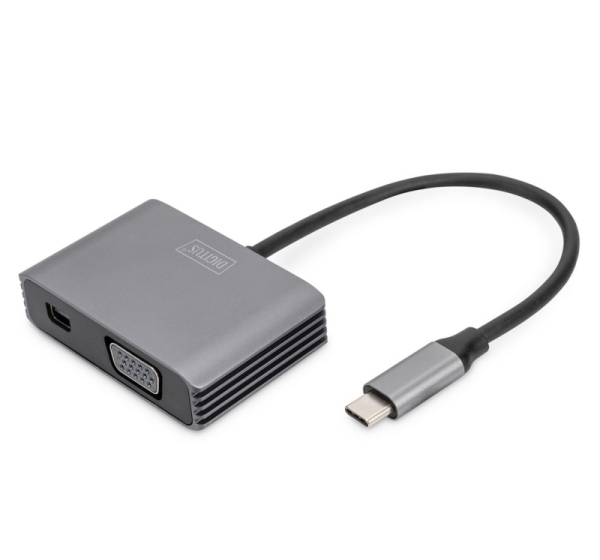 DIGITUS Adapter USB-C St. -> VGA Bu./MiniDP Bu. 4K/30Hz 20cm