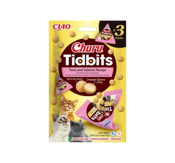 INABA Churu Tidbits Tuna with salmon - cat treats - 3x12g