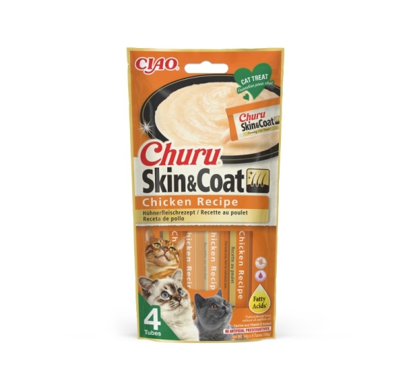 INABA Churu Skin&Coat Chicken recipe - cat treats - 4x14 g