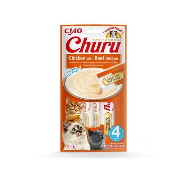 INABA Churu Chicken with Beef Recipe - cat treats - 4x14 g