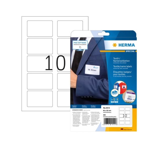 HERMA 4514 self-adhesive label Rounded rectangle White 200 pc(s)