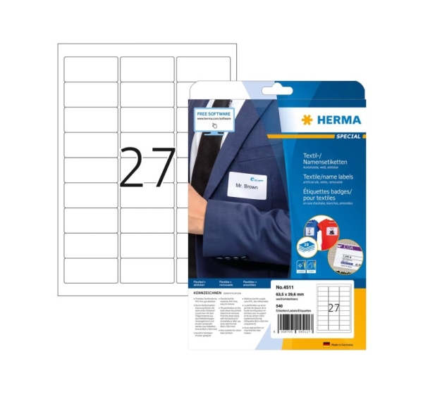 HERMA 4511 self-adhesive label Rounded rectangle White 540 pc(s)