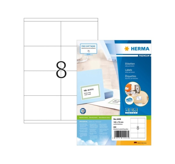 HERMA Labels Premium A4 105x70 mm white paper matt 800 pcs.