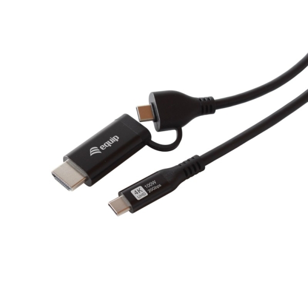Equip 2 in 1 USB-C to C + HDMI Cable, 3.0m, PD100W, 4K/60Hz, 20Gbps