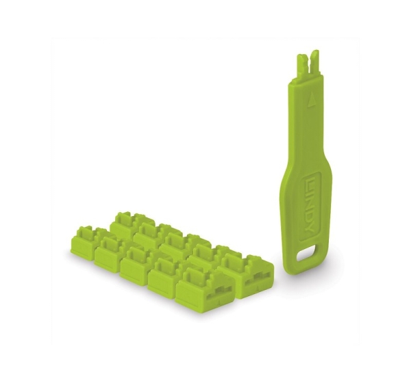 Lindy RJ45 Port Locks Green, 10x + 1 Key
