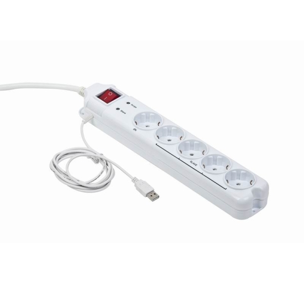 Gembird PCW-MS2G surge protector White 5 AC outlet(s) 250 V 1.8 m