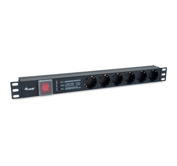 Equip 6-Outlet German Power Distribution Unit, with Surge Protection, Integrated line fitler