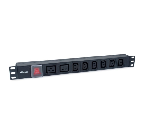 Equip 8-Outlet, 6 x IEC-C13+ 2X IEC-C19 Power Distribution Unit, on/off switch, Aluminum Shell