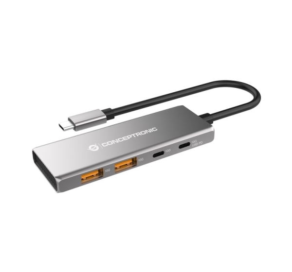 Conceptronic HUBBIES15G interface hub USB 3.2 Gen 2 (3.1 Gen 2) Type-C 10000 Mbit/s Grey