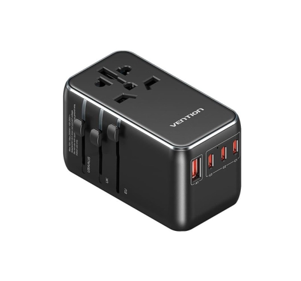 POWER ADAPTER TRAVEL 4PORT/BLACK FJGB0 VENTION