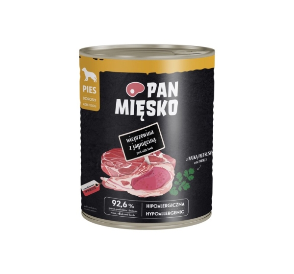PAN MIĘSKO Pork with lamb - wet dog food - 800g