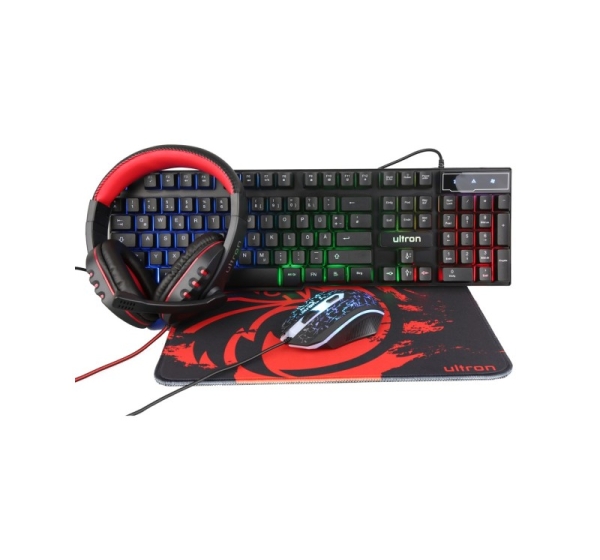 Ultron HAWK Gaming Set keyboard Mouse included QWERTZ German Black, Red, White