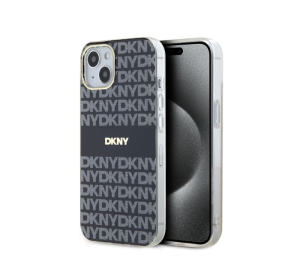 DKNY - DKNY PC/TPU Repeat Pattern Tonal Stripe Magsafe Case for iPhone 15 Black