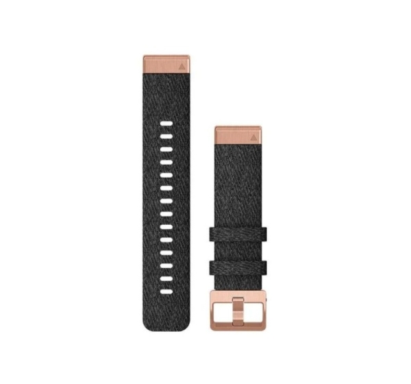 Garmin QuickFit 20 Watch Bands Heathered black nylon, rose gold hardware