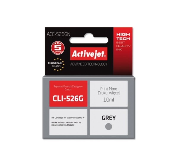 Activejet ACC-526GN Ink (replacement for Canon CLI-526G; Supreme; 10 ml; gray)
