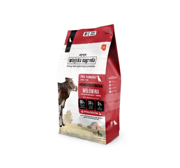 WIEJSKA ZAGRODA Monoprotein Beef - dry dog food - 6kg