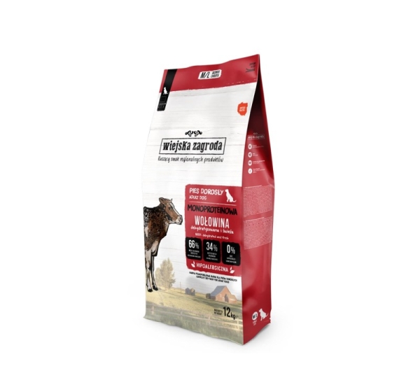 WIEJSKA ZAGRODA Monoprotein Beef - dry dog food - 12kg
