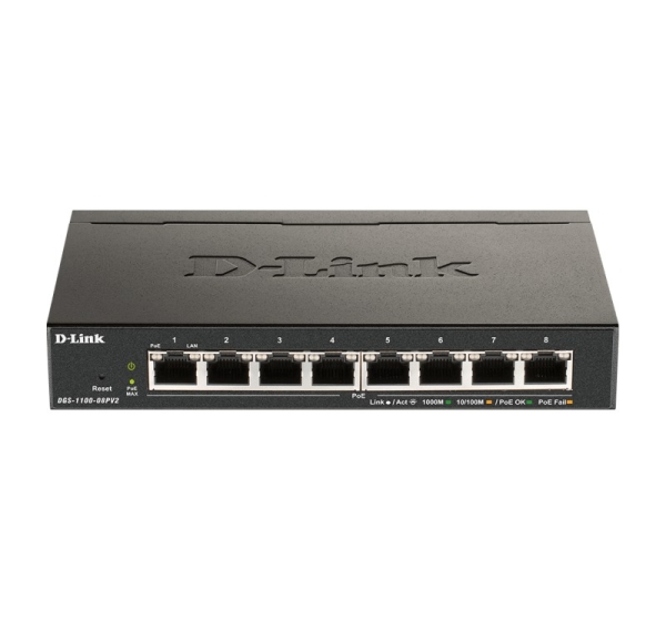 D-Link 8-Port Gigabit PoE Smart Managed Switch DGS-1100-08PV2 Web managed