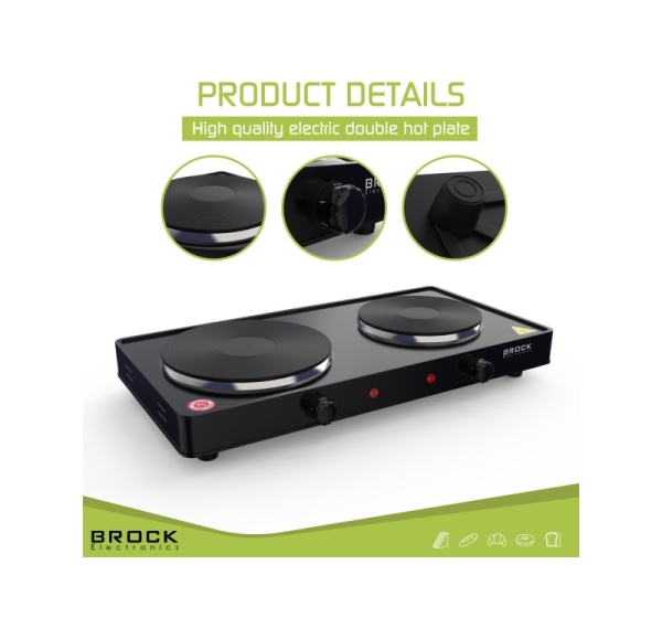 Brock EP 200 BK Two Ring Electric Hob 2500W, Black