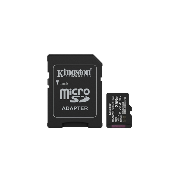 Kingston Canvas Select Plus | 256 GB | microSD | Flash memory class Class 10, UHS-I, U1/U3, video class 10/30, A1