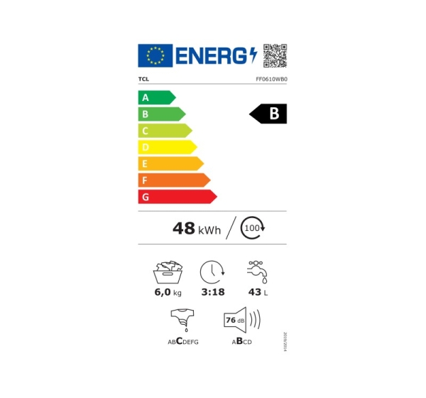 TCL Washing machine FF0610WB0 Energy efficiency class B