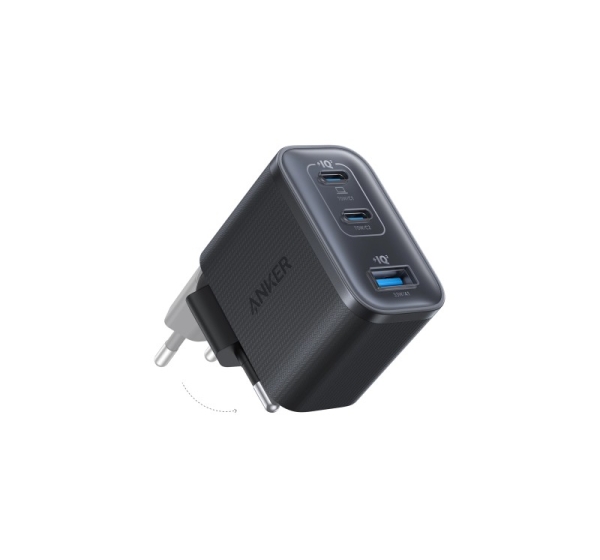 Anker Nano Charger 70W, 3 ports, Black | 2 x 24 pin USB-C, 4 pin USB Type A
