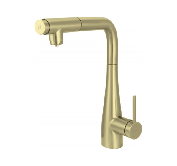 Kitchen faucet with water filter connection with pull-out spout