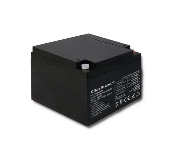 Qoltec 53036 AGM battery | 12V | 24Ah | max 360A