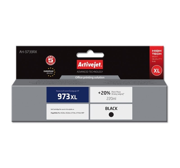 Activejet AH-973BRX ink (replacement for HP 973XL L0S07AE; Premium; 220 ml; black)