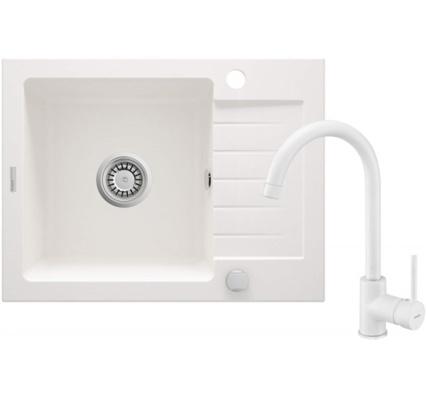 Granite sink with 1-bowl faucet with drainer