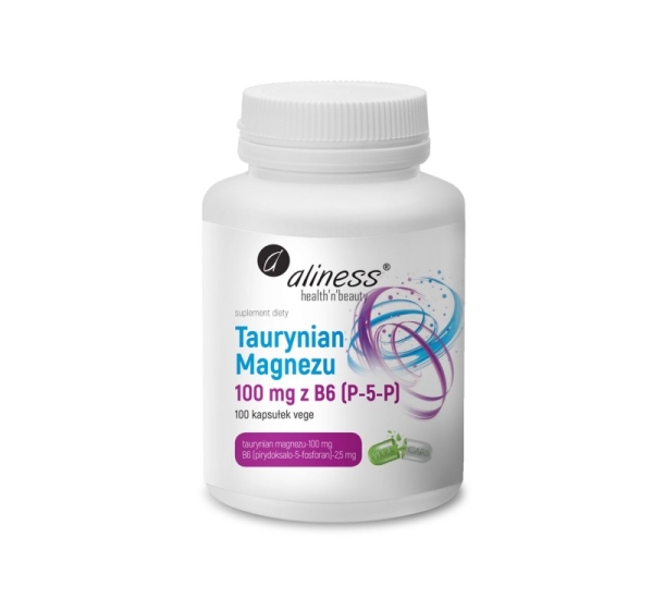 ALINESS Magnesium Taurate 100 mg with B6 (P-5-P) – dietary supplement – 100 capsules