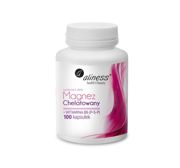 ALINESS Chelated Magnesium 650 mg + B6 (P-5-P – dietary supplement – 100 capsules