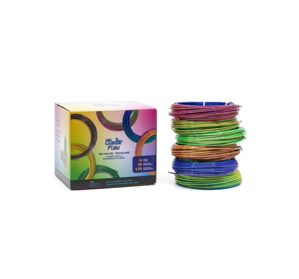 3Doodler FLOW-TRIFILLS 3D printing material Polylactic acid (PLA) Black, Blue, Copper, Gold, Green, Purple, Red 260 g