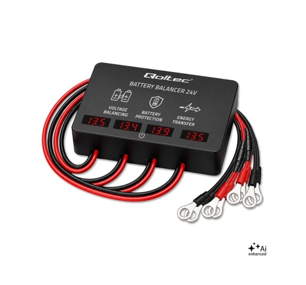 Qoltec Balanser napięcia 48V do akumulatorów 4 x 12V | 10A | AGM GEL LiFePO4 | LED