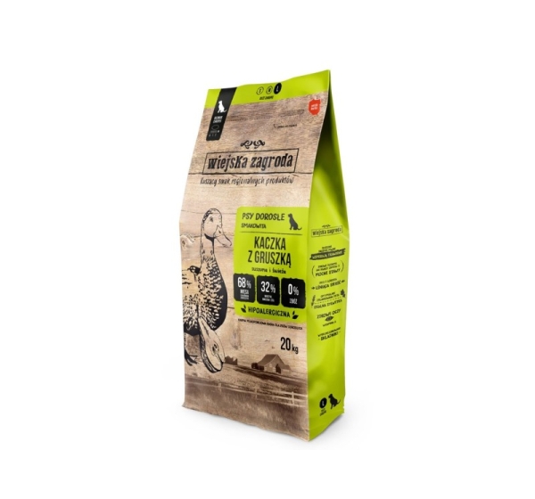 WIEJSKA ZAGRODA Duck with pear M - dry dog food - 20kg